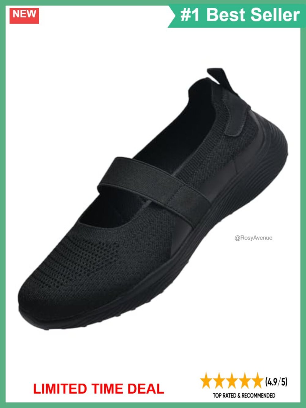 Women's Casual Knit Mary Jane Flats with Arch Support
